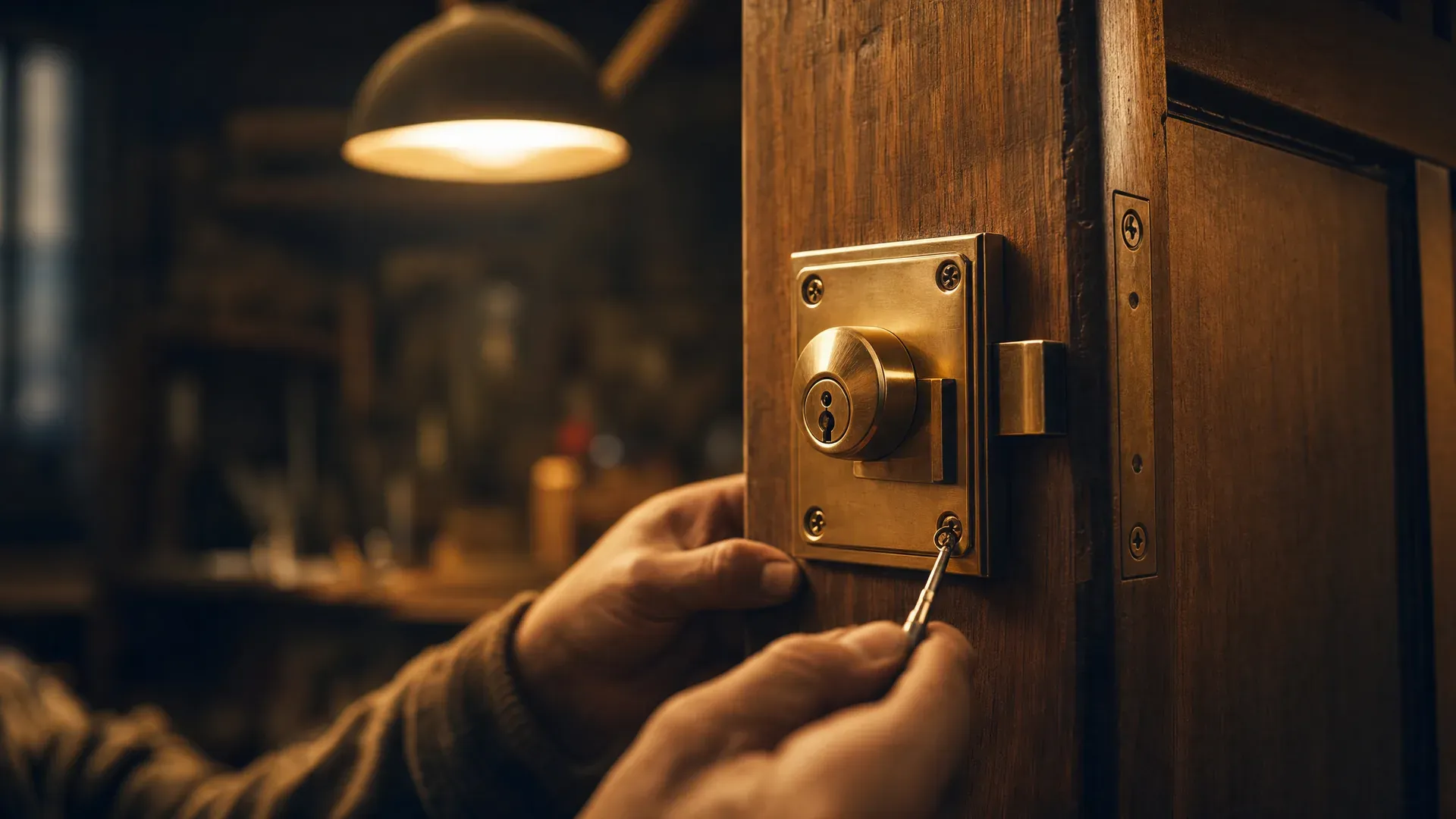 A locksmith fitting a new anti-snap euro cylinder in a London front door